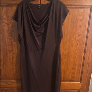 Classic Plum Women’s Dress - Elegant Short Sleeve Shift. Ann Taylor